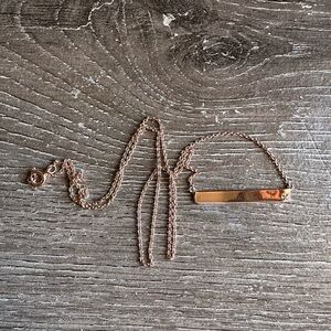 Rose Gold Bar Necklace with A Diamond Accent 925 Sterling Silver Jewelry 18"